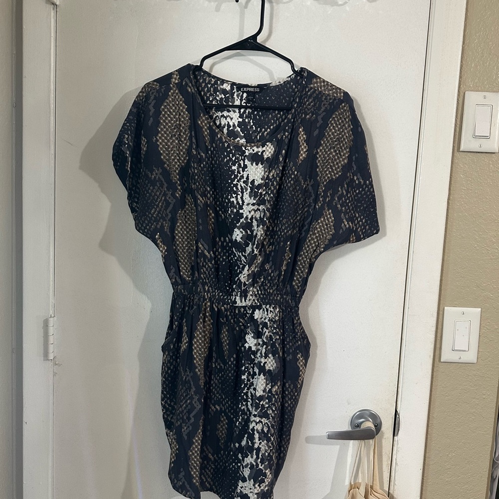 Express Black and Brown Snake Print Dress with pockets size small